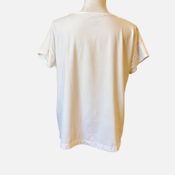 J. Jill Luxe Supima White Short Sleeve Tee Size Medium - Picture 3 of 8